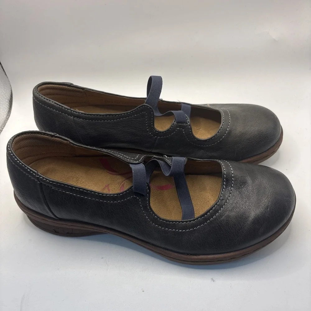 Comfortiva Align Maryjane Blue Leather Comfort Shoes Elastic Straps Size 7.5 M